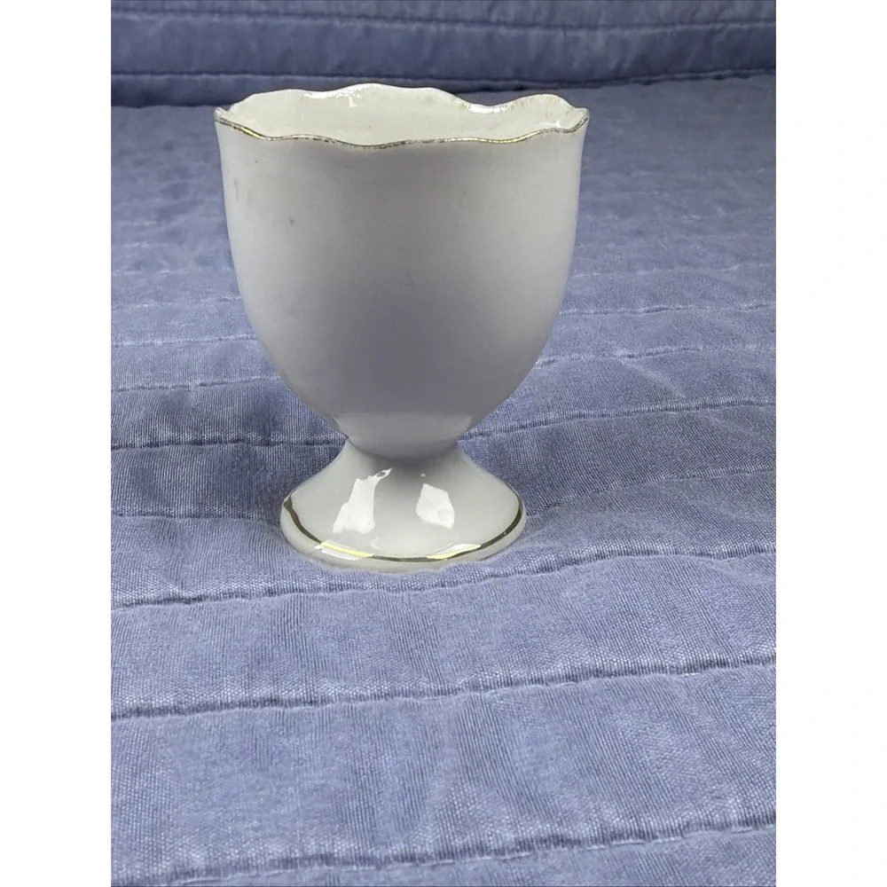 Vintage Pink Moss Rose Porcelain Egg Cup W/ Gold Trim Japan